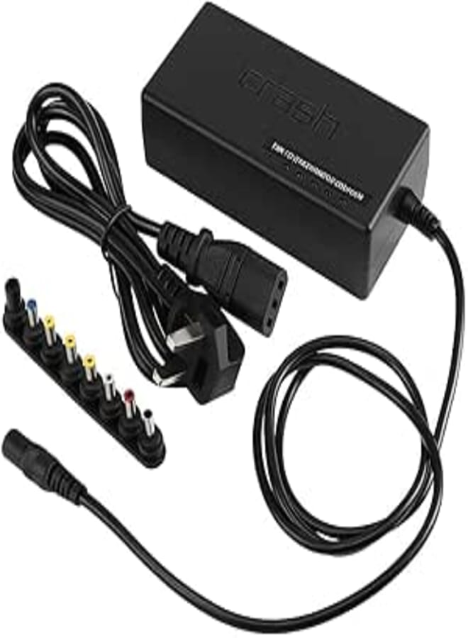 Universal Laptop Power Adapter, Multi-Voltage 12V-24V, 8 Interchangeable Connectors, AC/DC Power Supply Charger, Black KX 3232